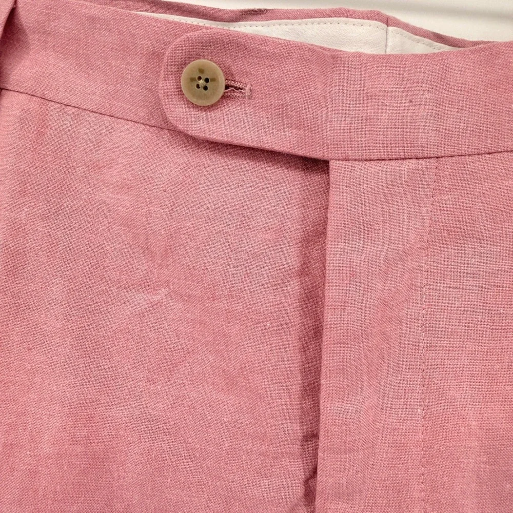 NEW Joseph Abboud Dress Pants Mens 44x30 Trousers Pink Linen Blend Slim Fit Flat - Picture 14 of 14